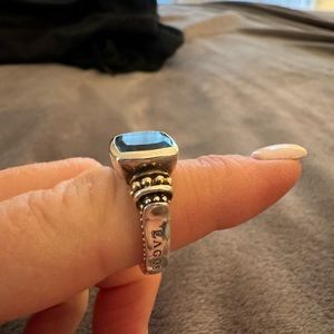 Lagos silver & gold topaz ring 925 sterling silver 18 ct gold size 7 Gently worn